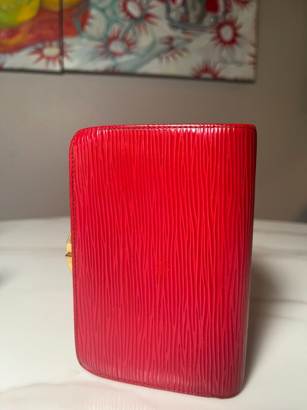 Louis Vuitton RARE Porte Monnaie Billets Viennois Kisslock Red Wallet - Picture 4 of 10